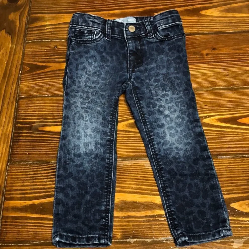 Baby Gap Skinny Fit Size 2 yrs Leopard Print Blue Jeans